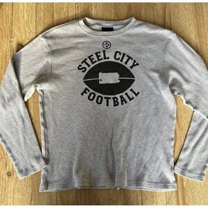 Reebok Pittsburg Steelers Steel City Thermal Shirt Gray Waffle Mens L